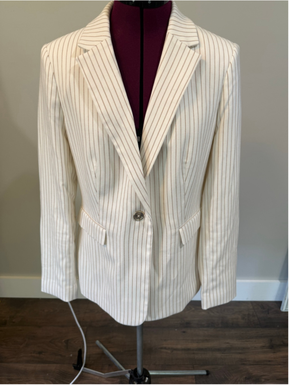 Tommy Hilfiger Women's Slim Fit Pinstripe Blazer 12
